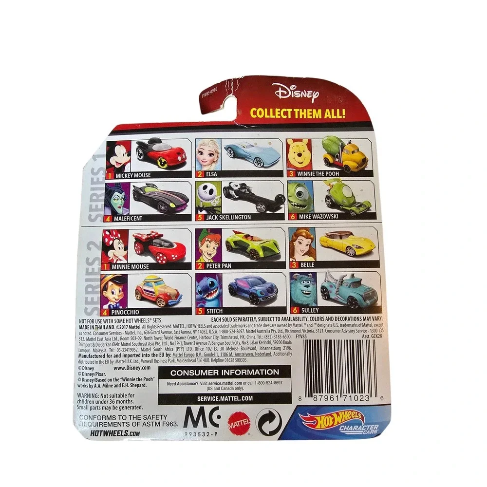2017 Hot Wheels Disney Character Car Pinocchio Series 2 Die-Cast 1:64 Scale  NEW